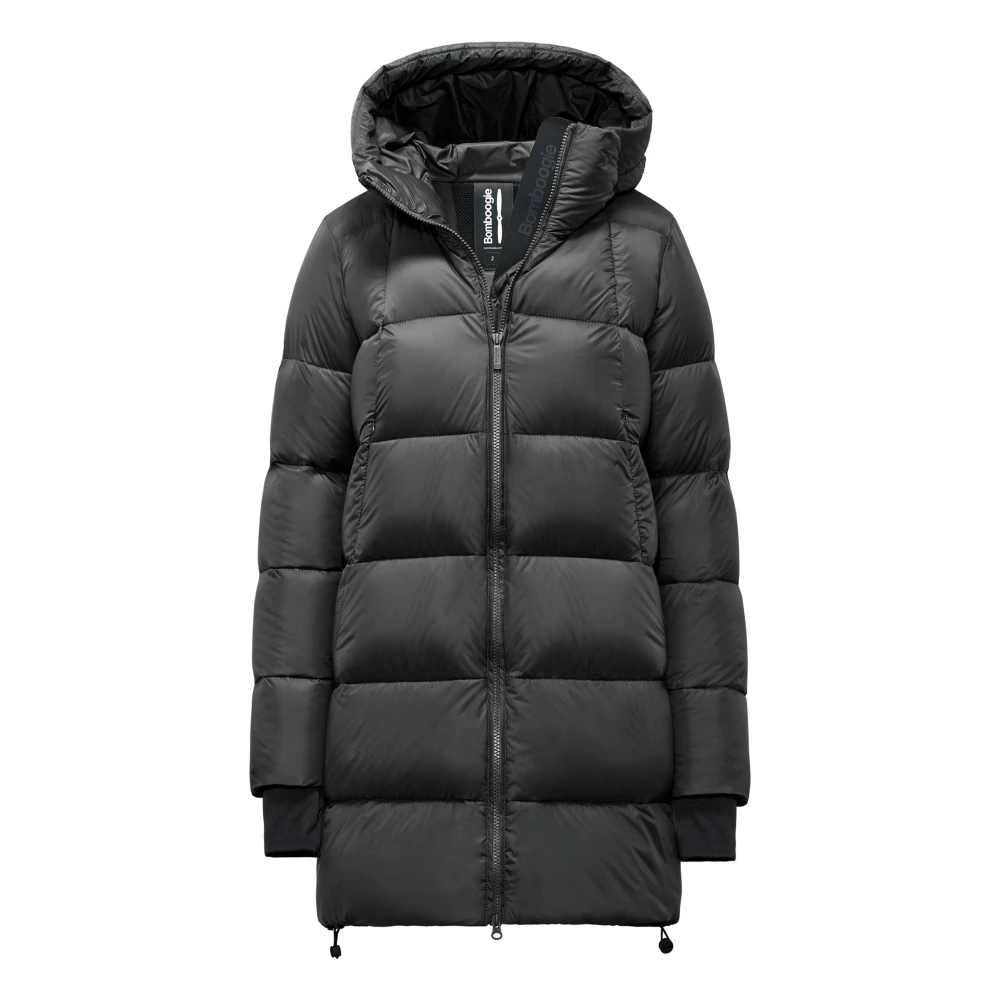 Bomboogie Women's Gray Down Coats,, Nylon Down Jacket With Hood Small