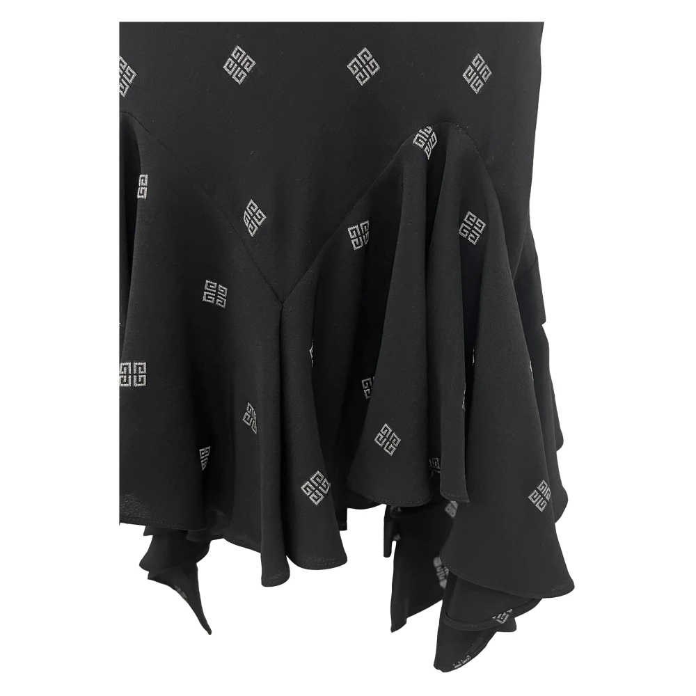 Givenchy Zwarte 4G Patroon Zijden Jurk Black Dames