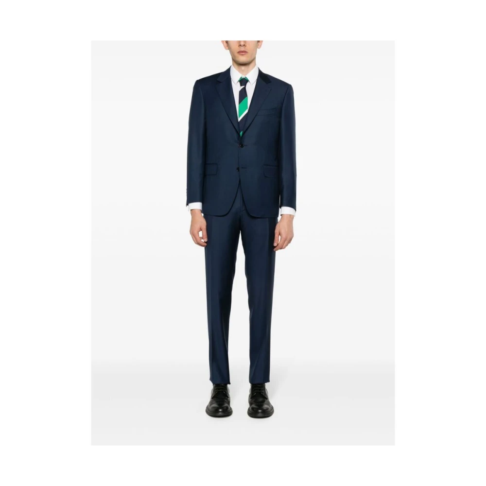 Canali Navy Blauwe Wollen Blazer en Broek Blue Heren