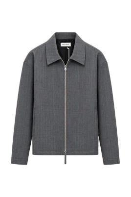 Zip-up Slim Shirt Stripe