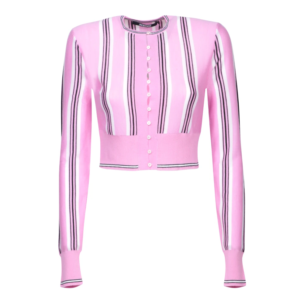 Jacquemus Gestreepte wollen vest met knoopsluiting Pink Dames