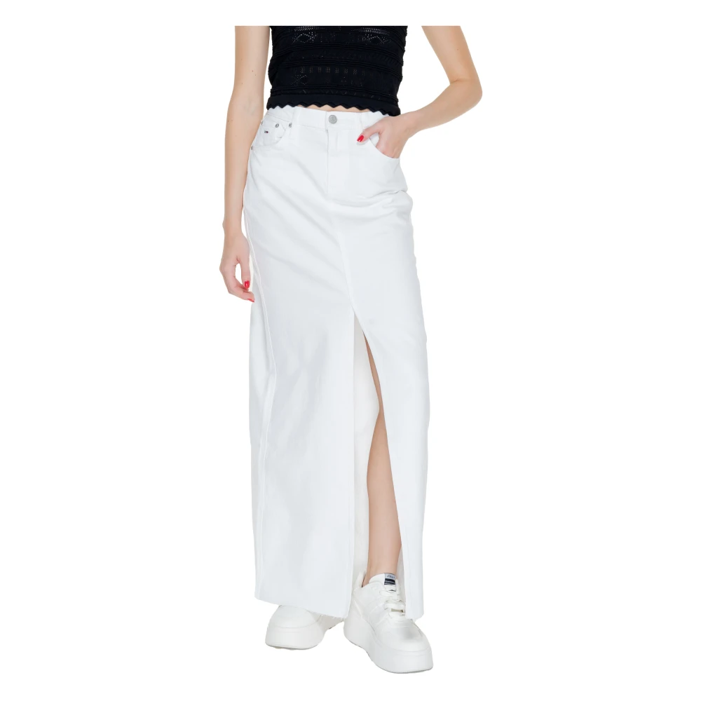 Tommy Jeans Lange Rok Lente Zomer Collectie White Dames