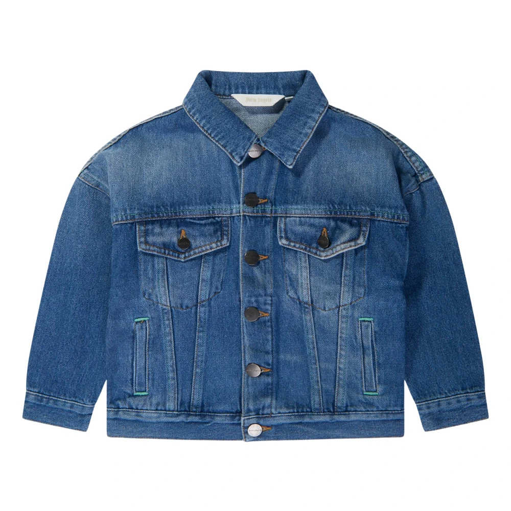 Palm Angels Men's Blue Denim Jacket With Overlogo Print