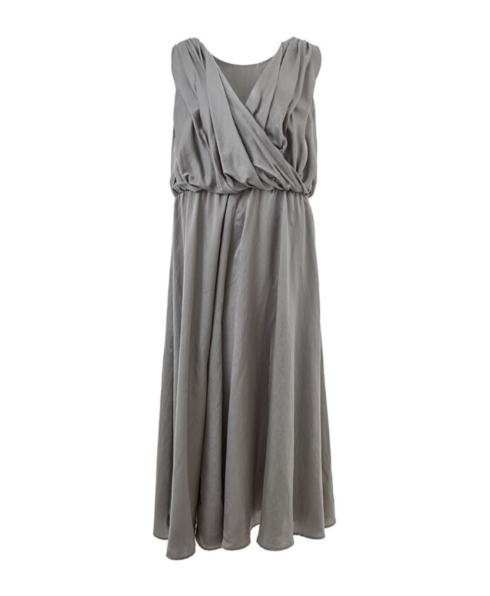 robe-croisee-en-soie-grise