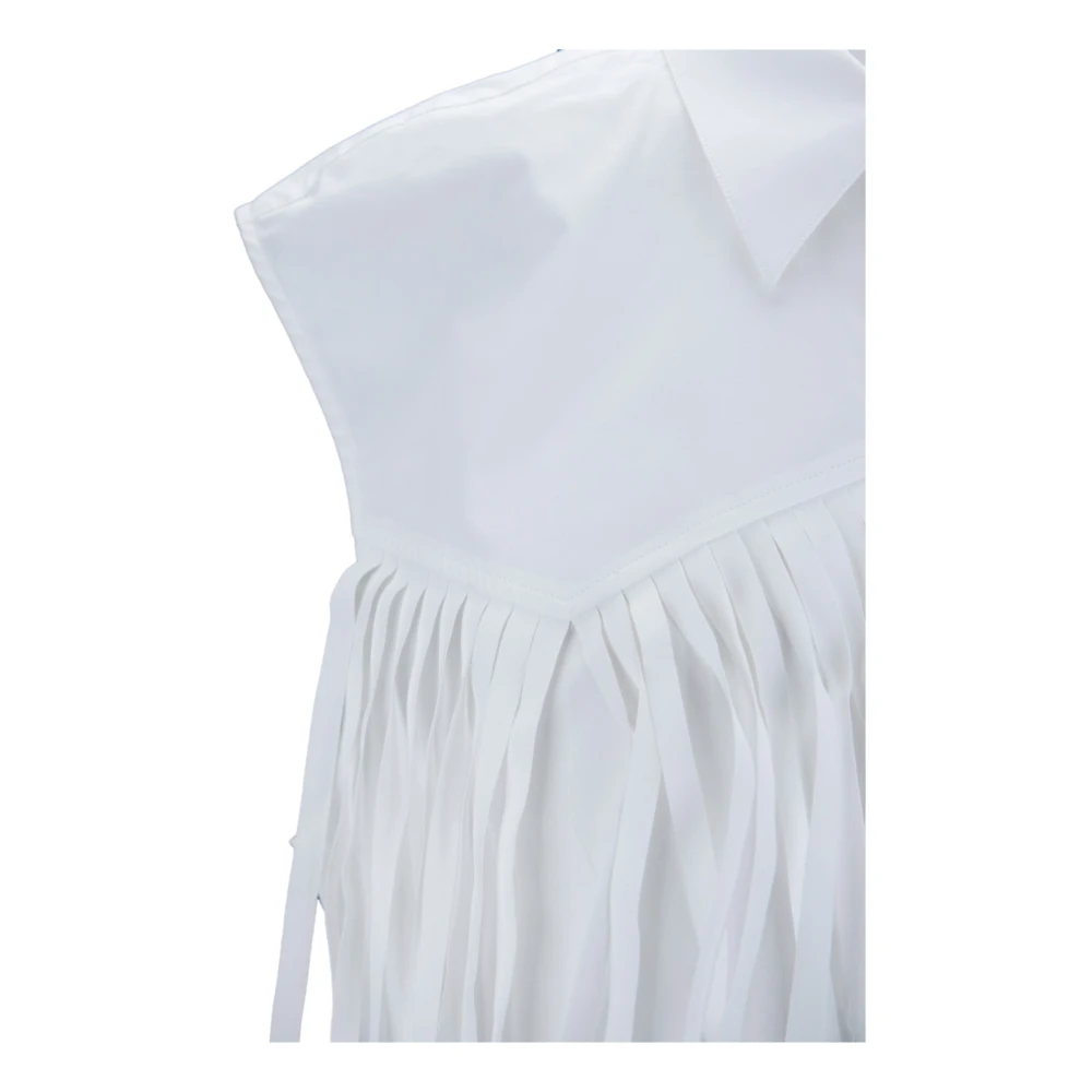 Dondup Mouwloze Geruwde Katoenen Overhemd White Dames