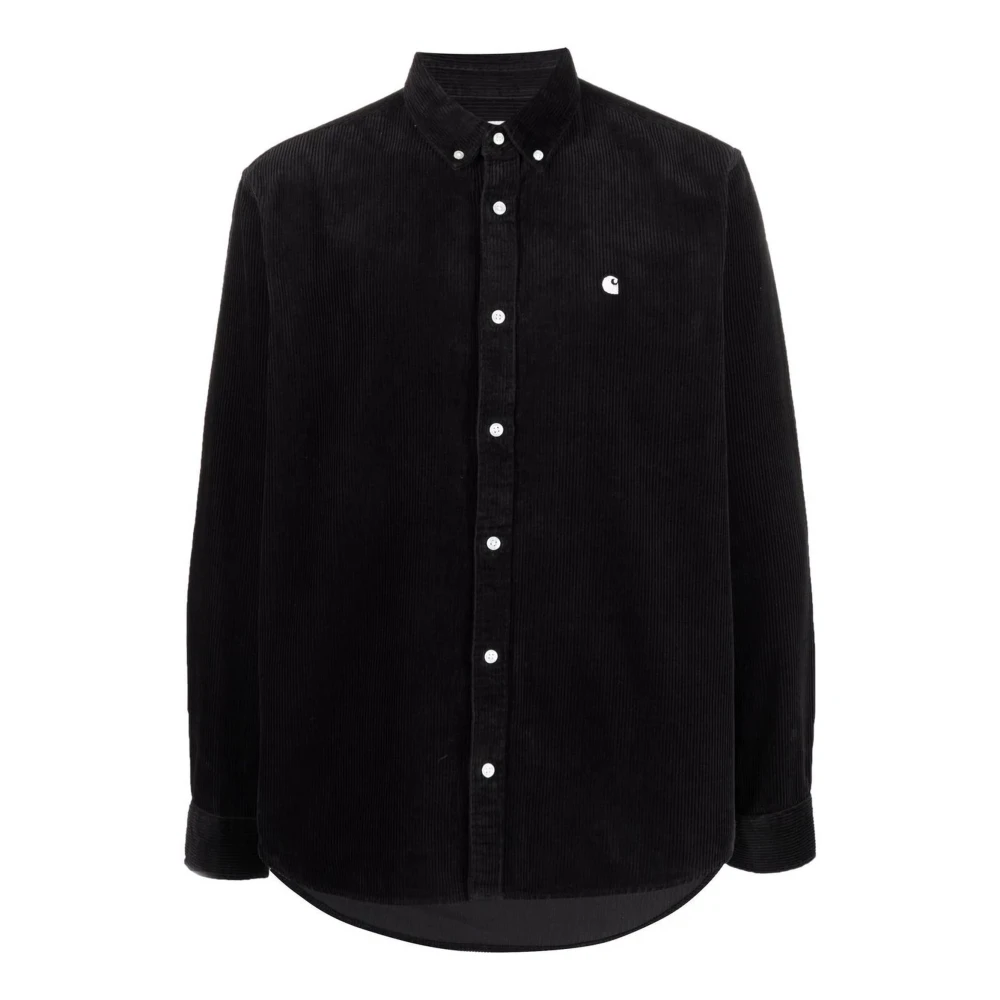 Carhartt WIP Zwarte geribbelde katoenen shirt Black Heren