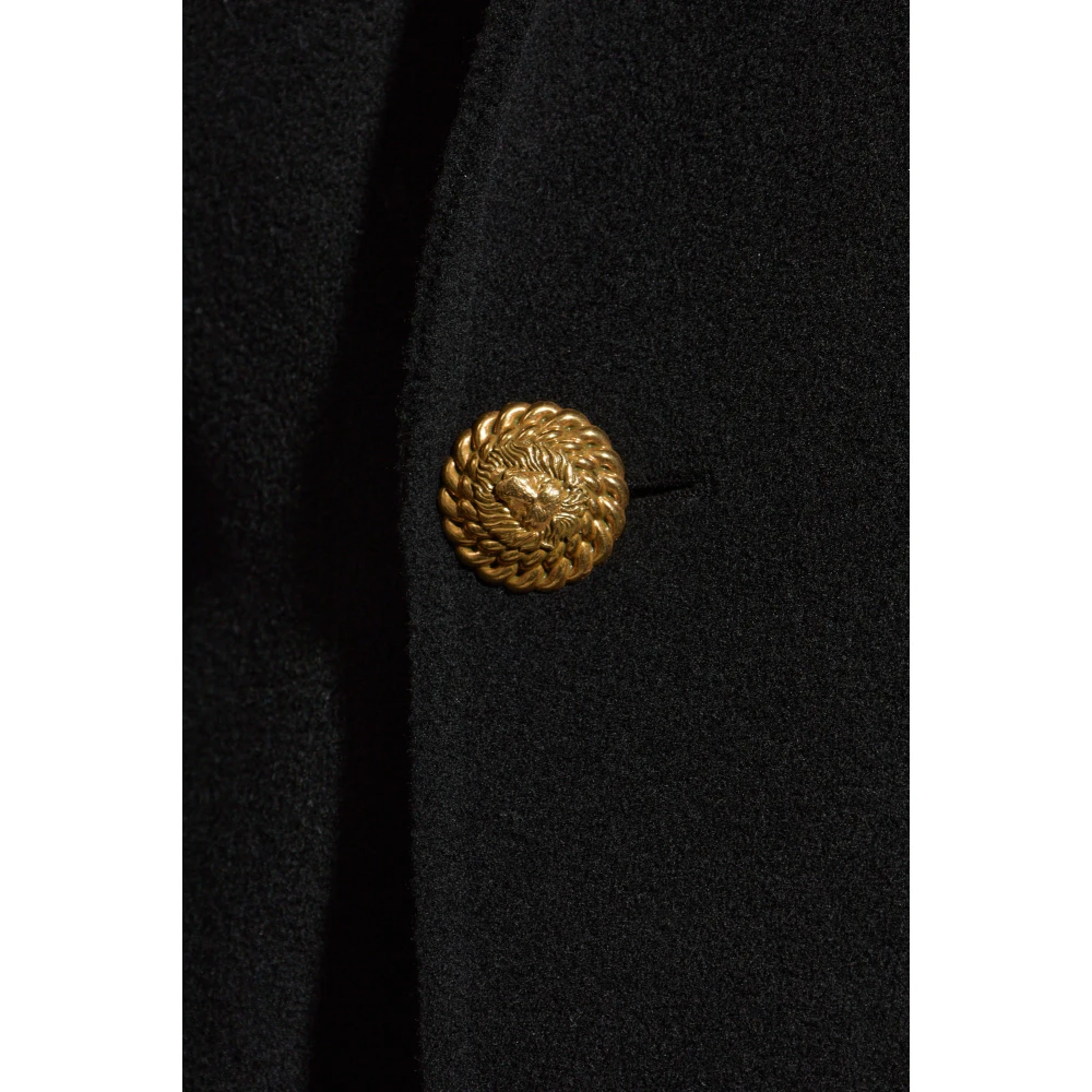 Balmain Wollen jas met gesloten revers Black Heren