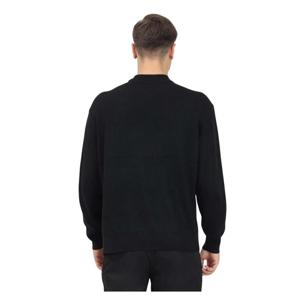 Armani Exchange Zwarte Crewneck Sweater Modern Minimalistisch Design Black Heren