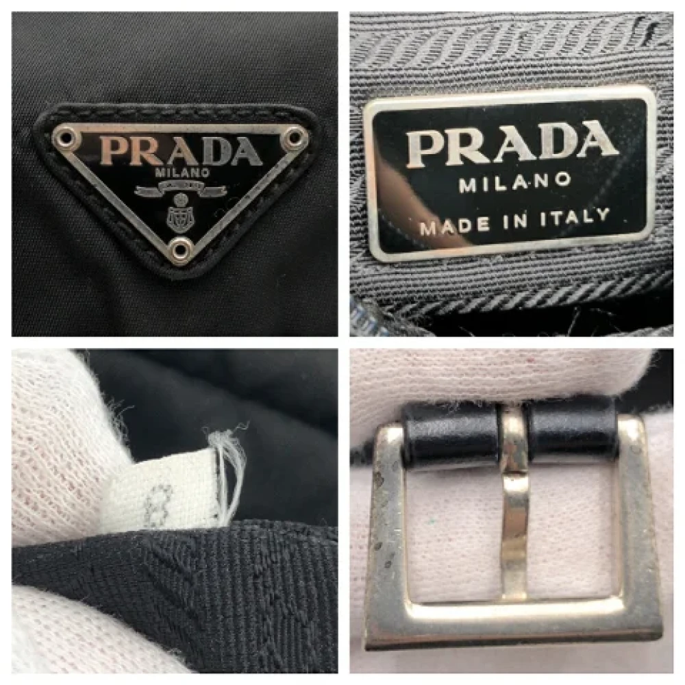 Prada Vintage Pre-owned Canvas shoulder-bags Black Dames