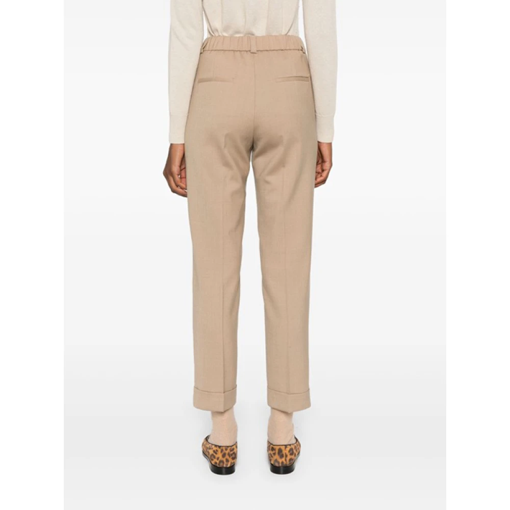 PESERICO Beige Wolmix Slim Fit Broek Beige Dames