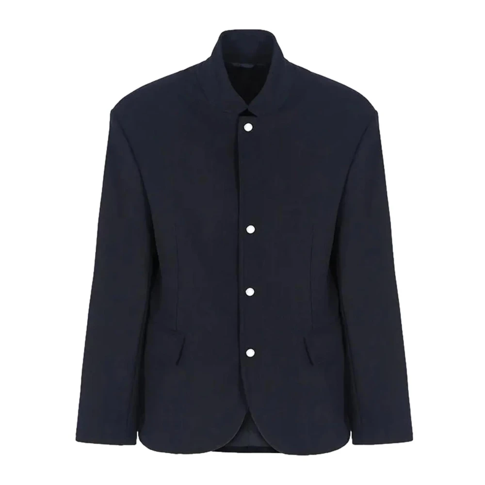 Armani Exchange Blauwe Wollen Blazer Clip Knopen Blue Heren