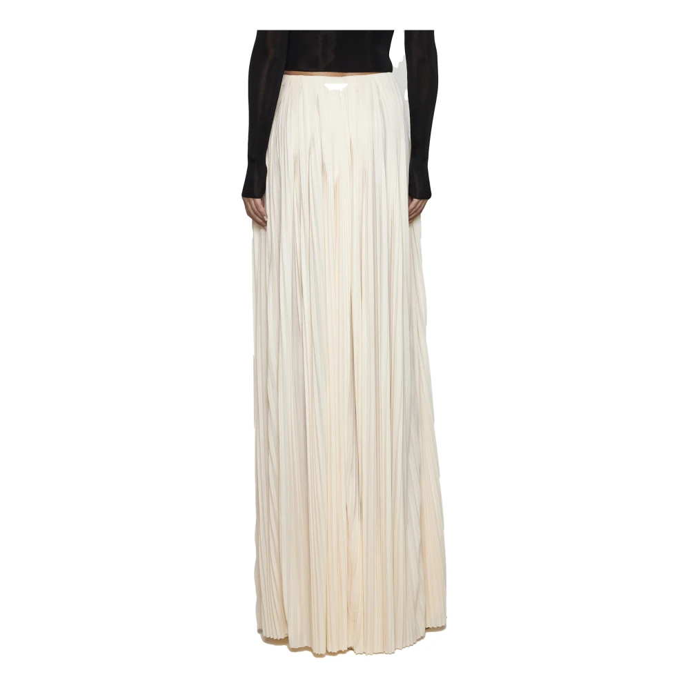 Saint Laurent Crème Geplooide Viscose Rok Beige Dames