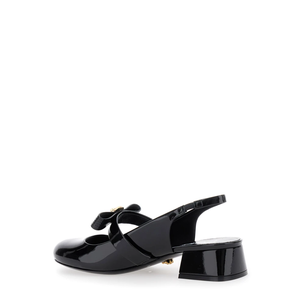 Versace Zwarte ballerina schoenen met hak Black Dames