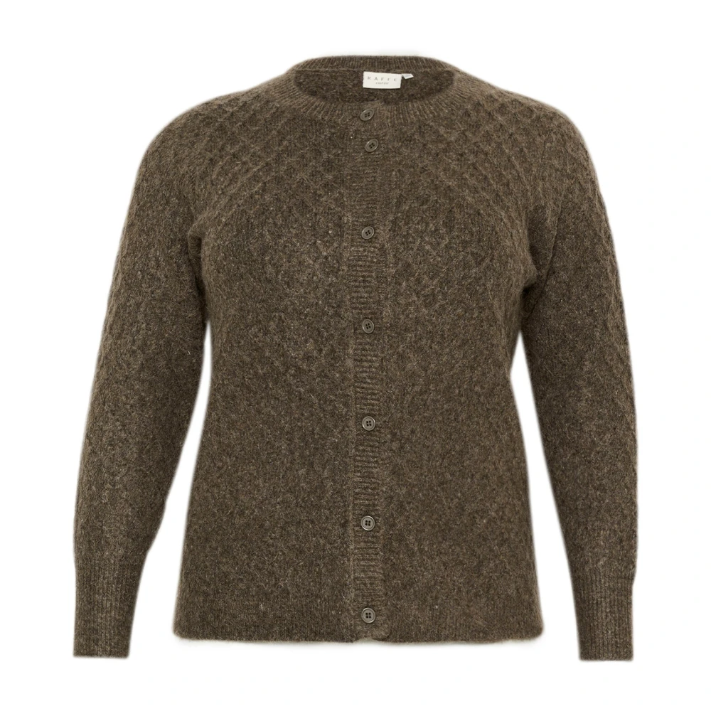Kaffe Curve Bruine Gebreide Vest met Knoopsluiting Brown Dames