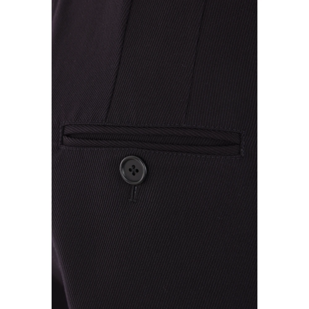 Plan C Blauwe wijde pijp wollen drillbroek Blue Dames