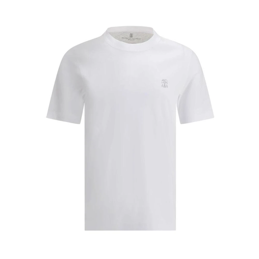BRUNELLO CUCINELLI Klassieke Pasvorm Crew Neck T-Shirt White Heren