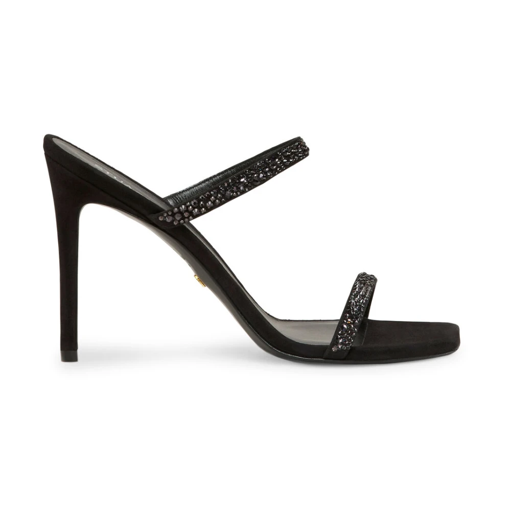 Stuart Weitzman Women's Black Glamorous Crystal Embellished Slide Sandal - Heeled Mules - 6 1/2 Uk - Shoes