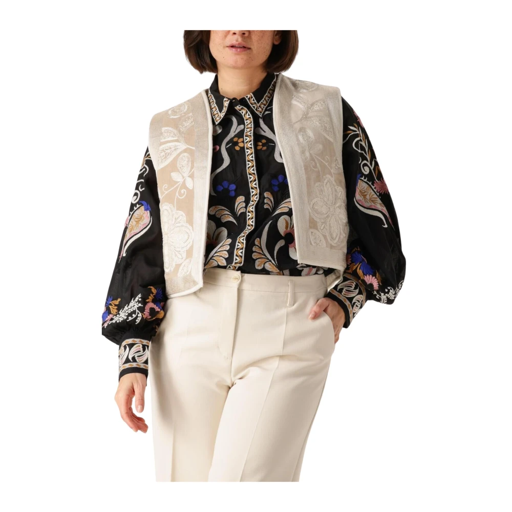 Summum Woman Geborduurde Dames Blazers Vest Beige Dames