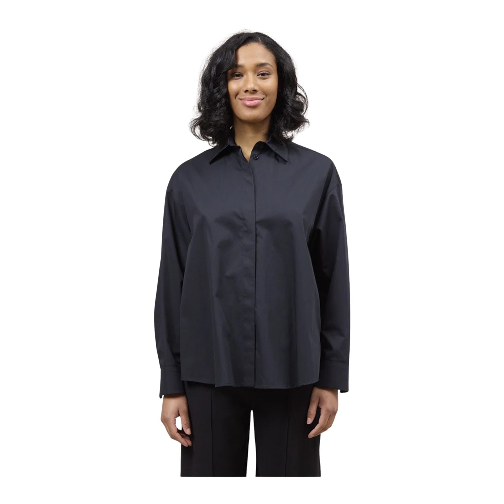 Dondup Women's Black Shirts, M, Camicia Over In Gabardina