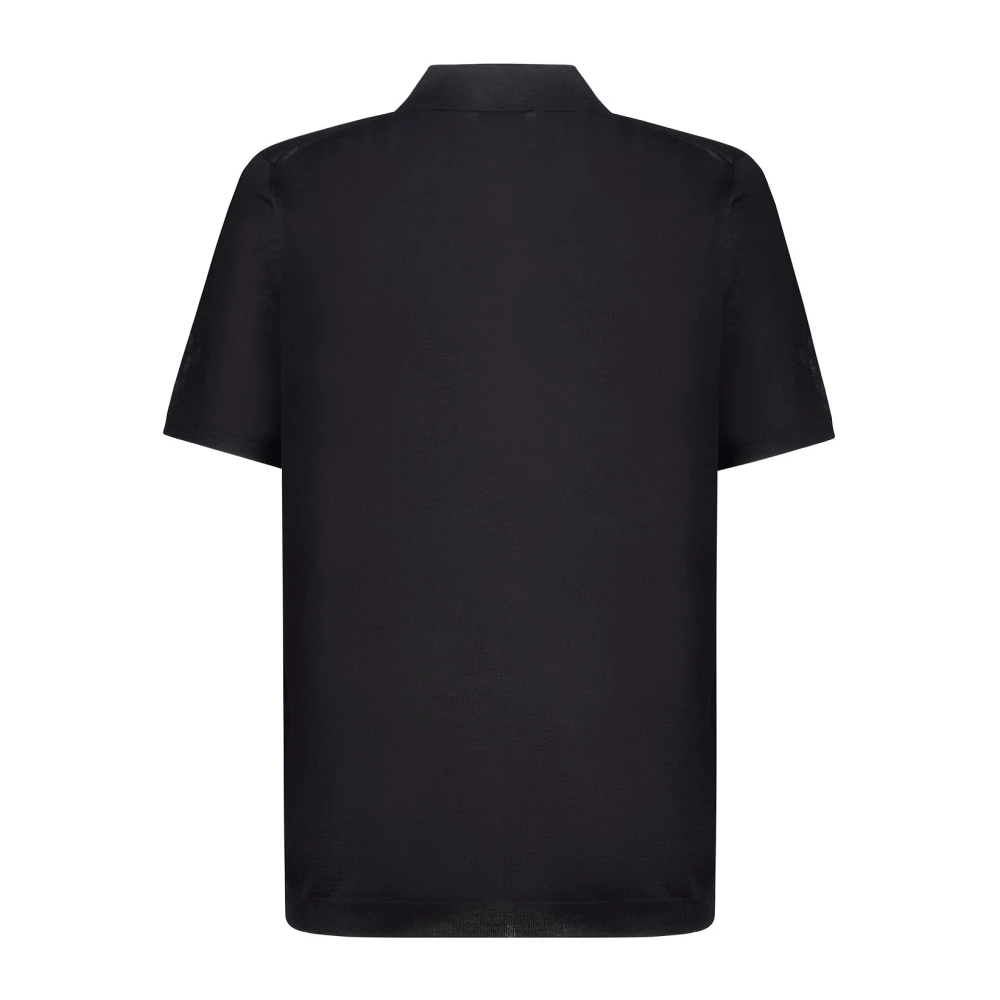Roberto Collina Zijden Zwarte Polo Shirt Black Heren