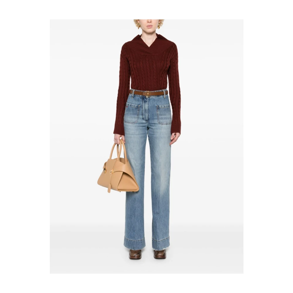 Victoria Beckham Blauwe Denim Wide Leg Jeans Blue Dames