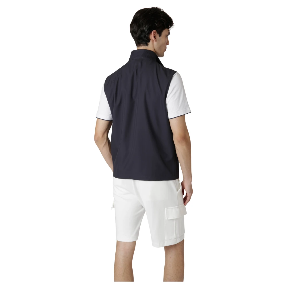 Eleventy Zijden Rits Hooded Sportieve Lente Gilet Blue Heren