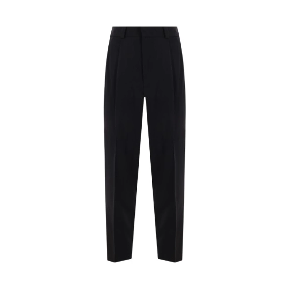 Acne Studios Svarta Ull Plisserade Byxor Black, Herr