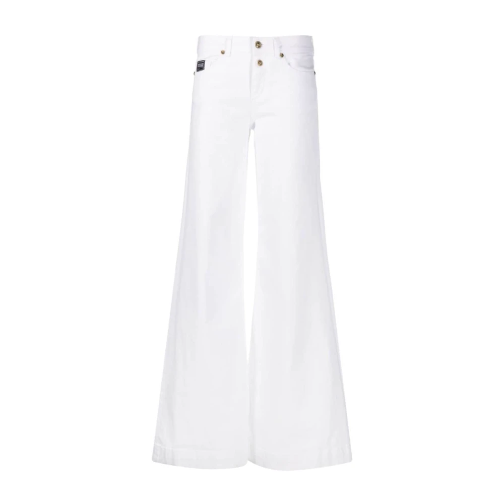 Versace Jeans Couture Logo Emblem Mid Waist Jeans White Dames