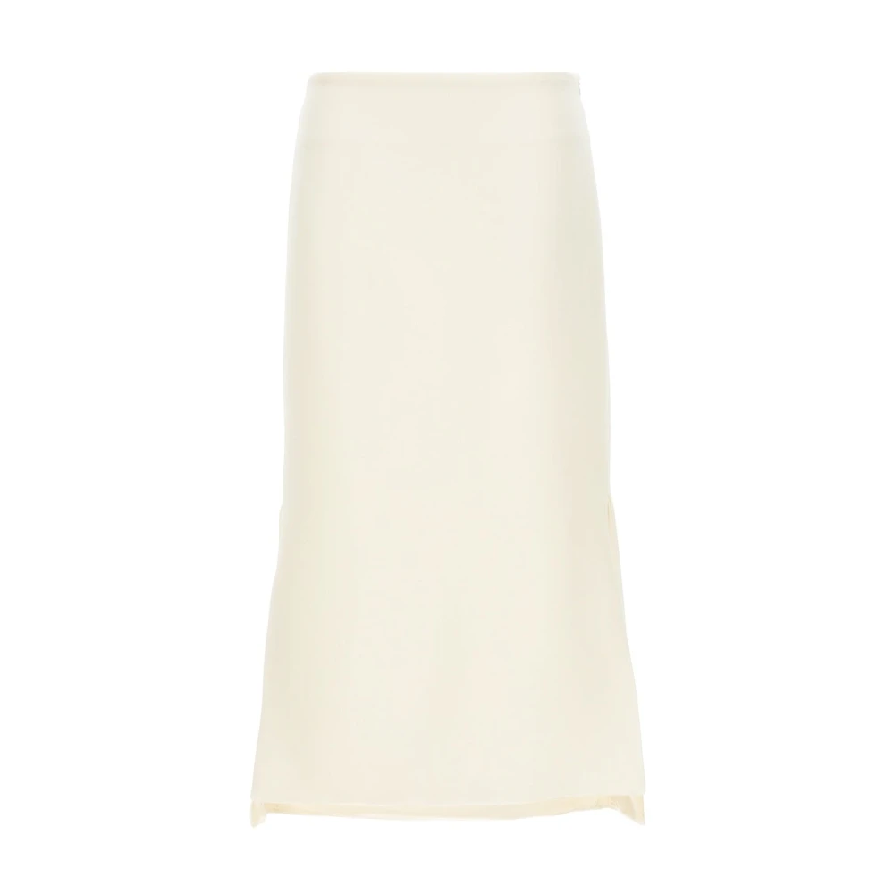 SPORTMAX Hoge Taille Midi Rok met Splitten White Dames