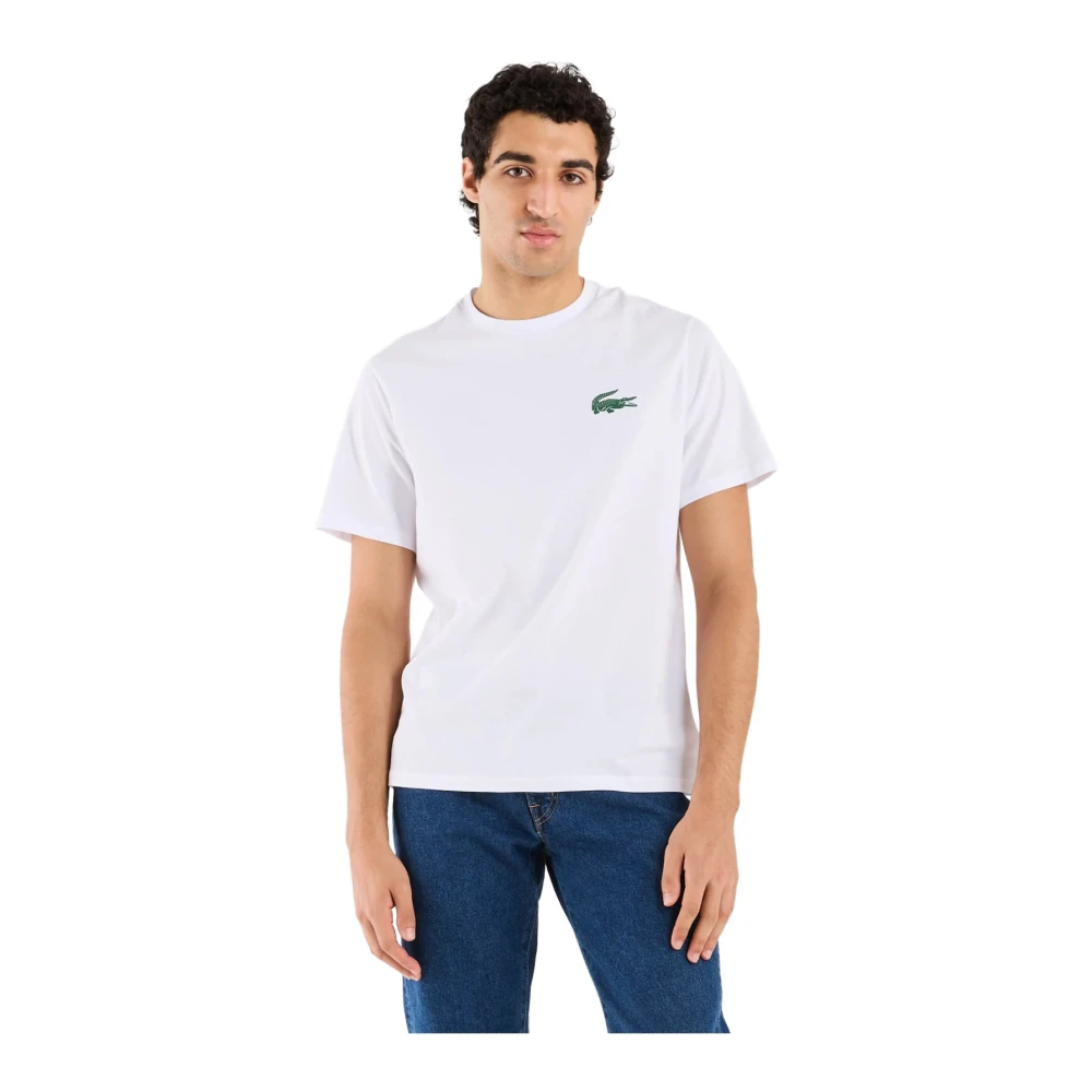 Lacoste Herr Vit Toppar Xl, Bomull, Tshirt Mc Coton Logo