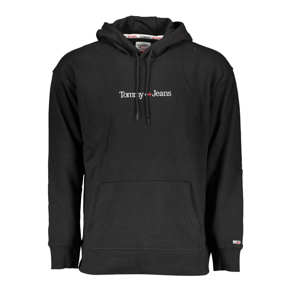 Tommy Hilfiger , Hoodies, Male, Black, L, Black Hoodie With Embroidery And Logo