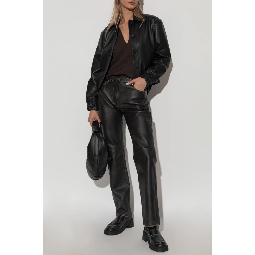 Samsøe Leren broek Salynn Black Dames