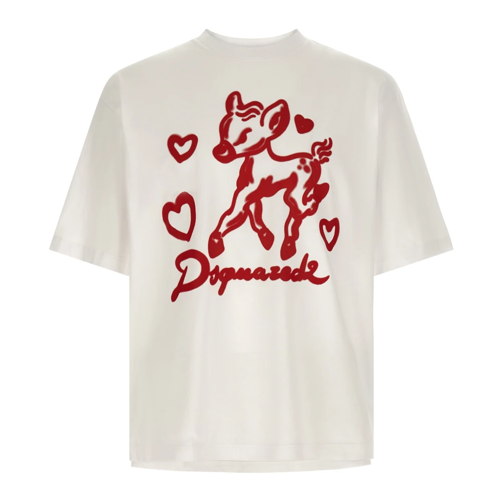 Dsquared2 Red T-Shirts, Male, L, Loose Fit T-Shirt