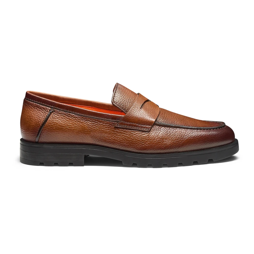 Santoni Gekreukt Leren Penny Loafer