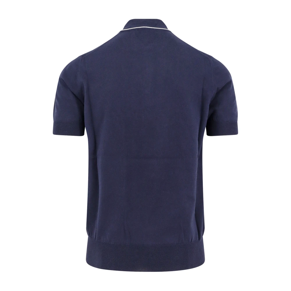 BRUNELLO CUCINELLI Polo shirt met contrasterend profiel Blue Heren