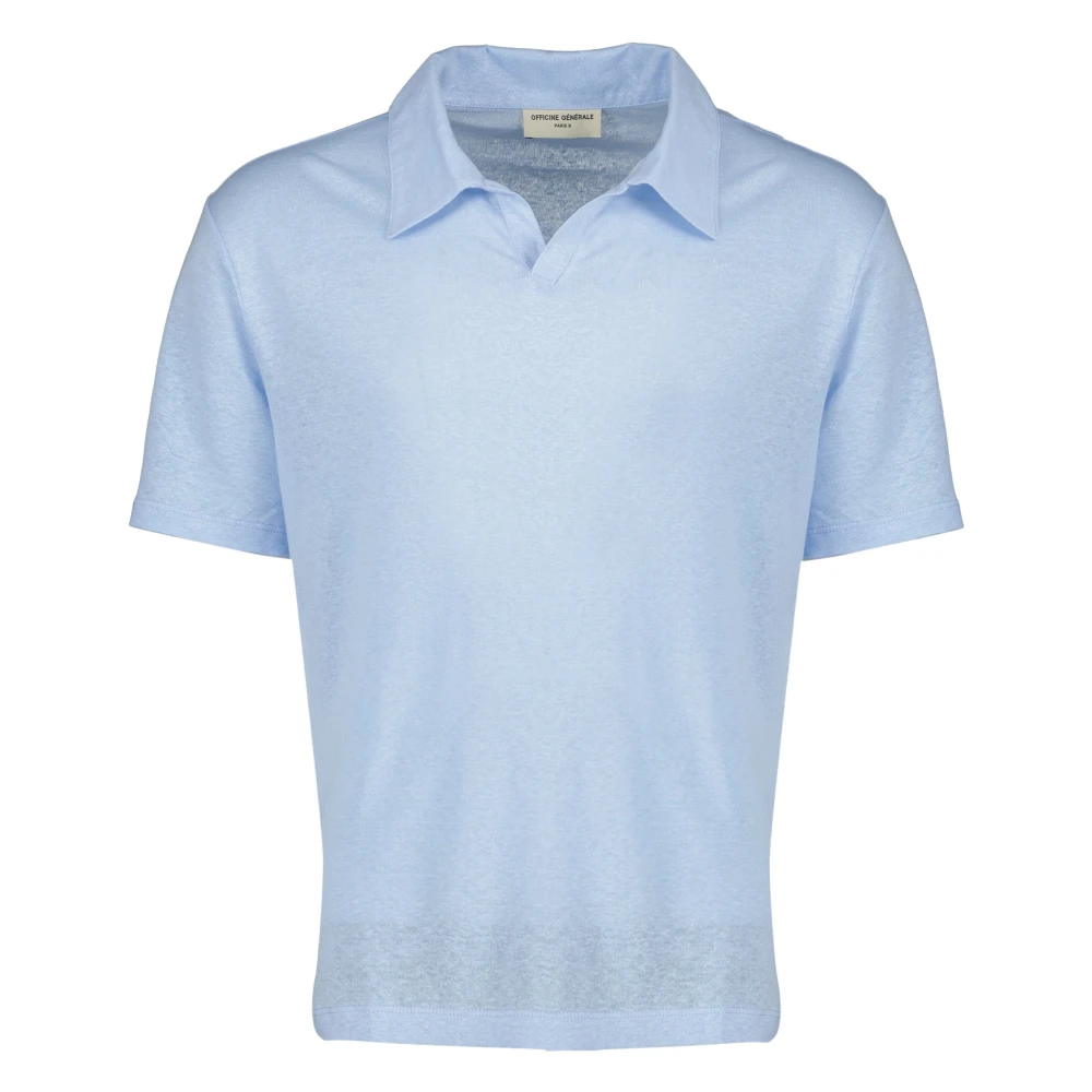 Officine Générale Blue Polo Shirts, Male, L, Garment Polo