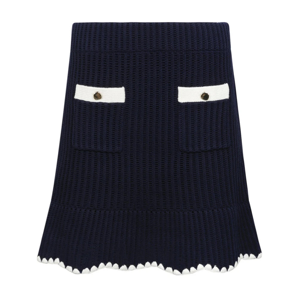Self Portrait Women's Blue Crochet Knit Mini Skirt - Short Skirts - M - Skirts
