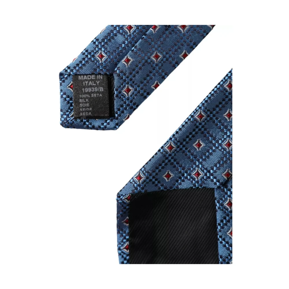 Dolce & Gabbana Blauw patroon zijden verstelbare herenstropdas Blue Heren