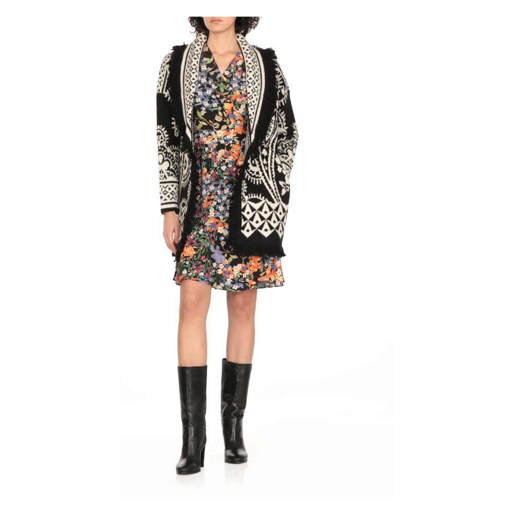 Hale Bob Zwarte Bloemen V-Hals Jurk Multicolor Dames
