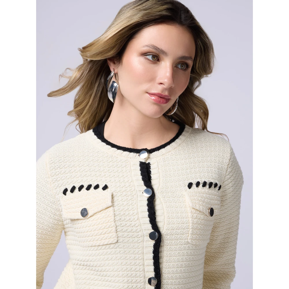 Oltre Vest met zakken en contrasterende details White Dames
