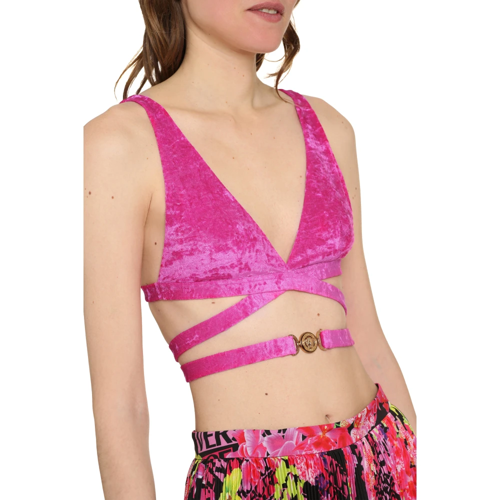 Versace Chenille Triangel Bikini Top Pink Dames
