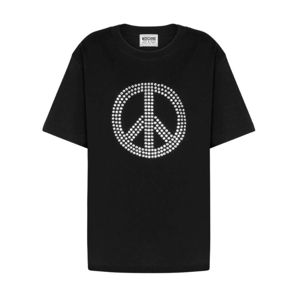 Moschino Women's Black Short Sleeve Peace Symbol T-Shirt - T-Shirts - S - Tops