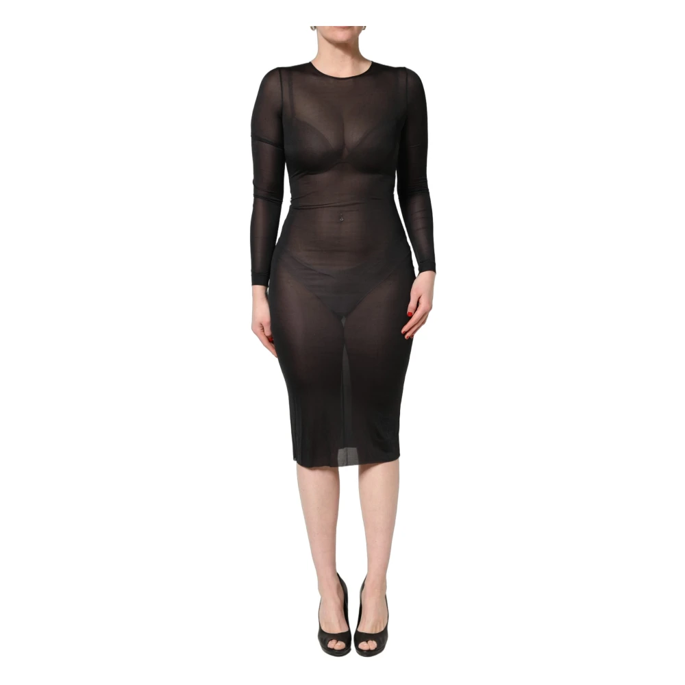 Dolce & Gabbana Women's Black Midi Dresses, S, Sheath Midi Dress