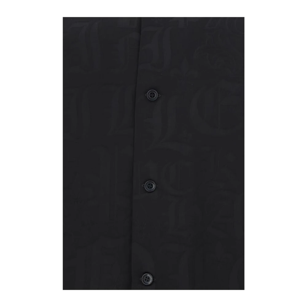 Philipp Plein Monochrome Cubaanse kraag overhemd Black Heren