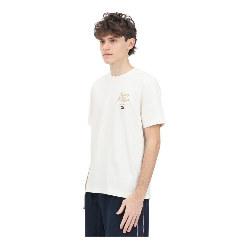 Tommy Hilfiger Crème T-shirt Korte Mouw Heren Casual Beige Heren