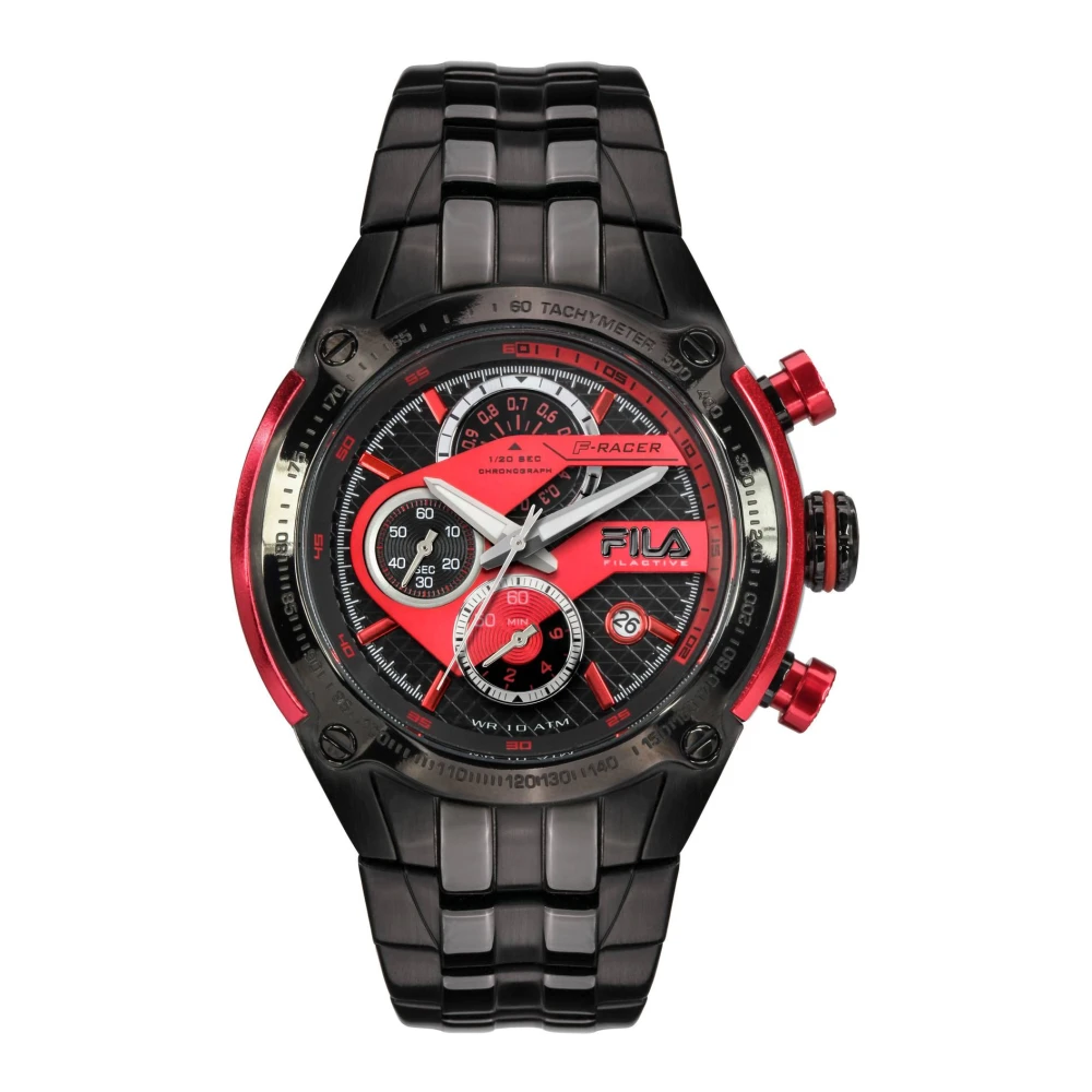 Fila Men's Black Watches, One Size, Sporty Chronograph Watch F-Racer