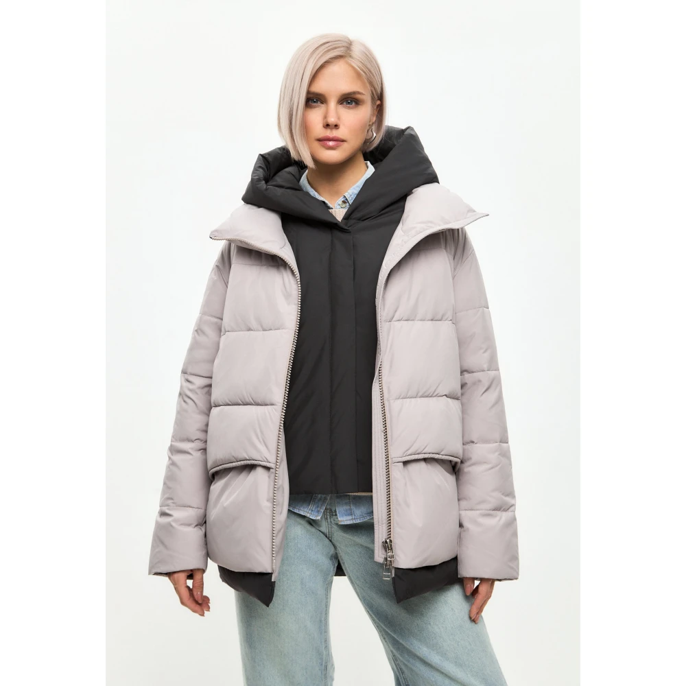 Cesare Gaspari Capuchon gewatteerde jas Beige Dames