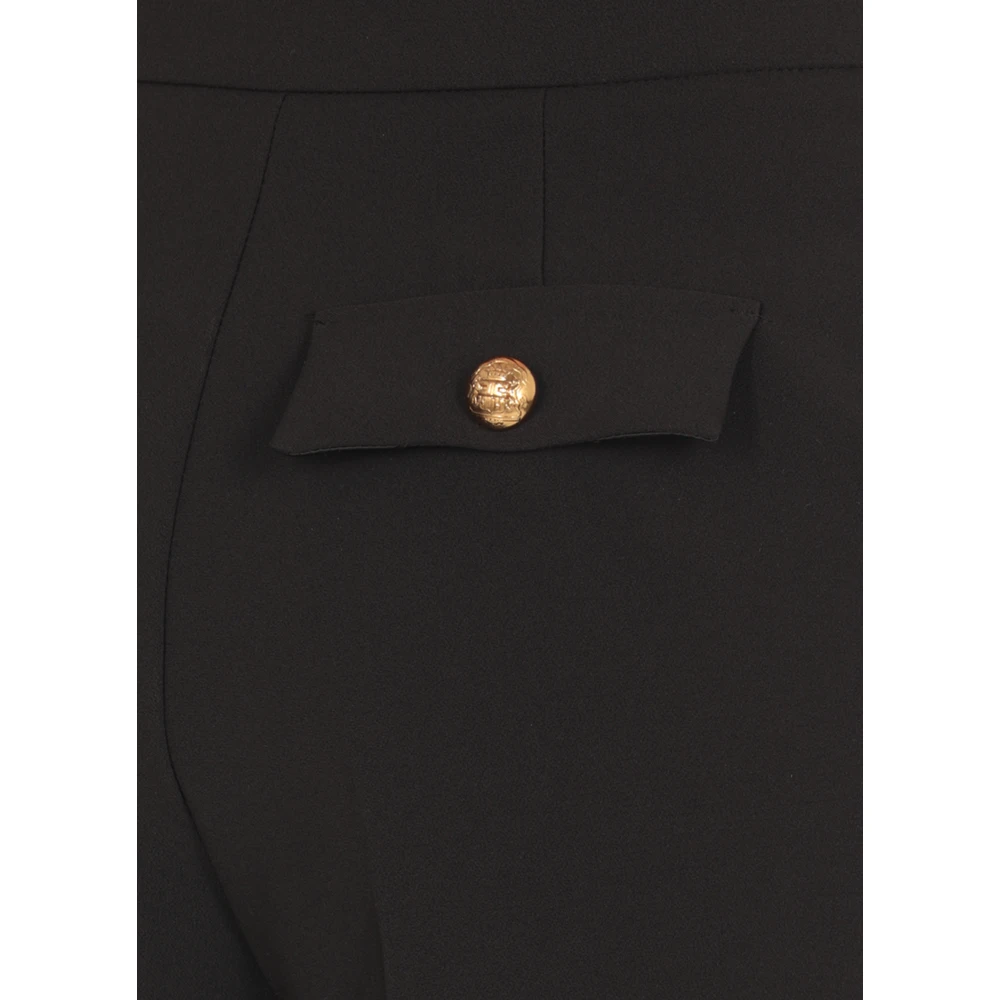 Elisabetta Franchi Zwarte Crêpe Shorts met Logoknopen Black Dames