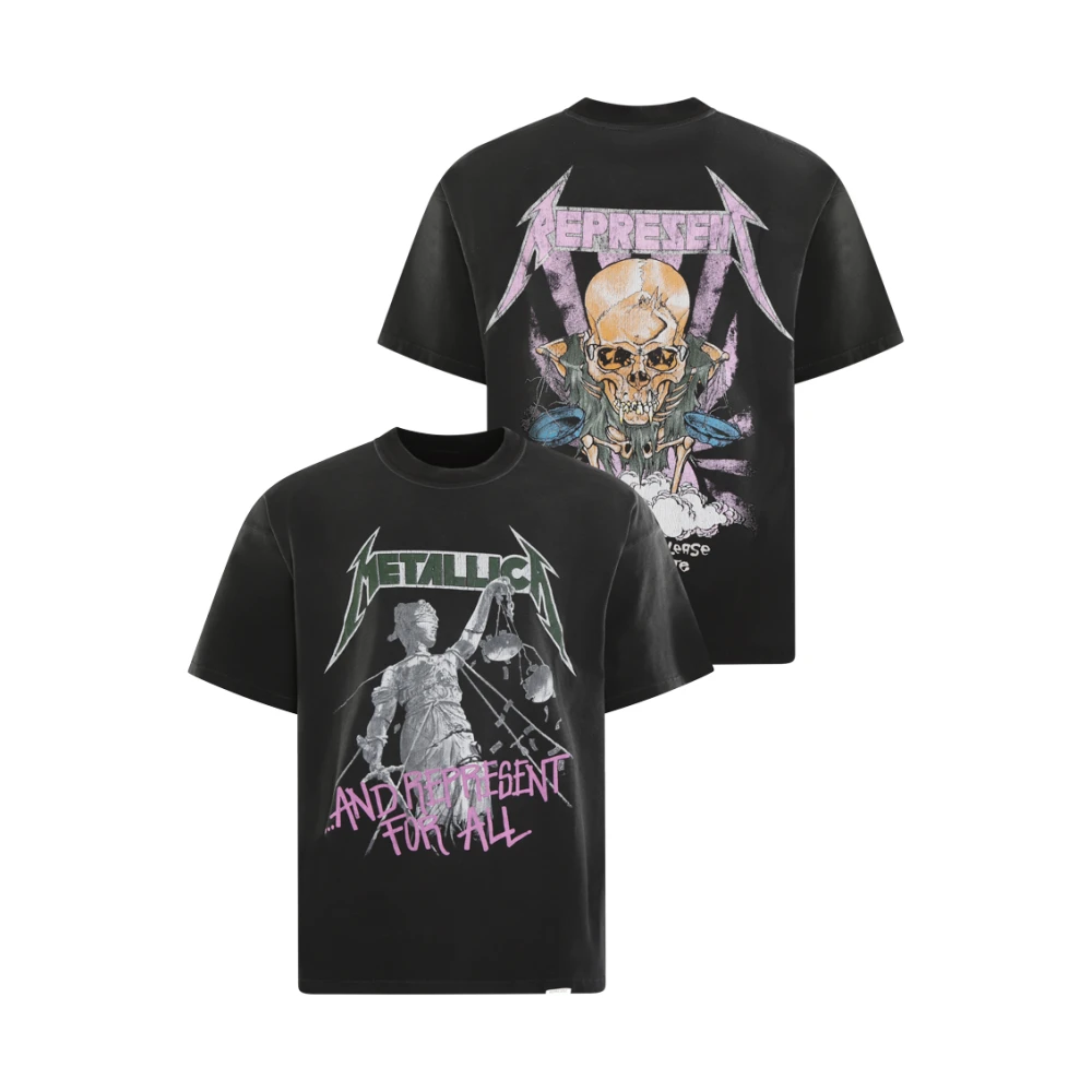 Represent Metallic Justice T-Shirt Black Heren