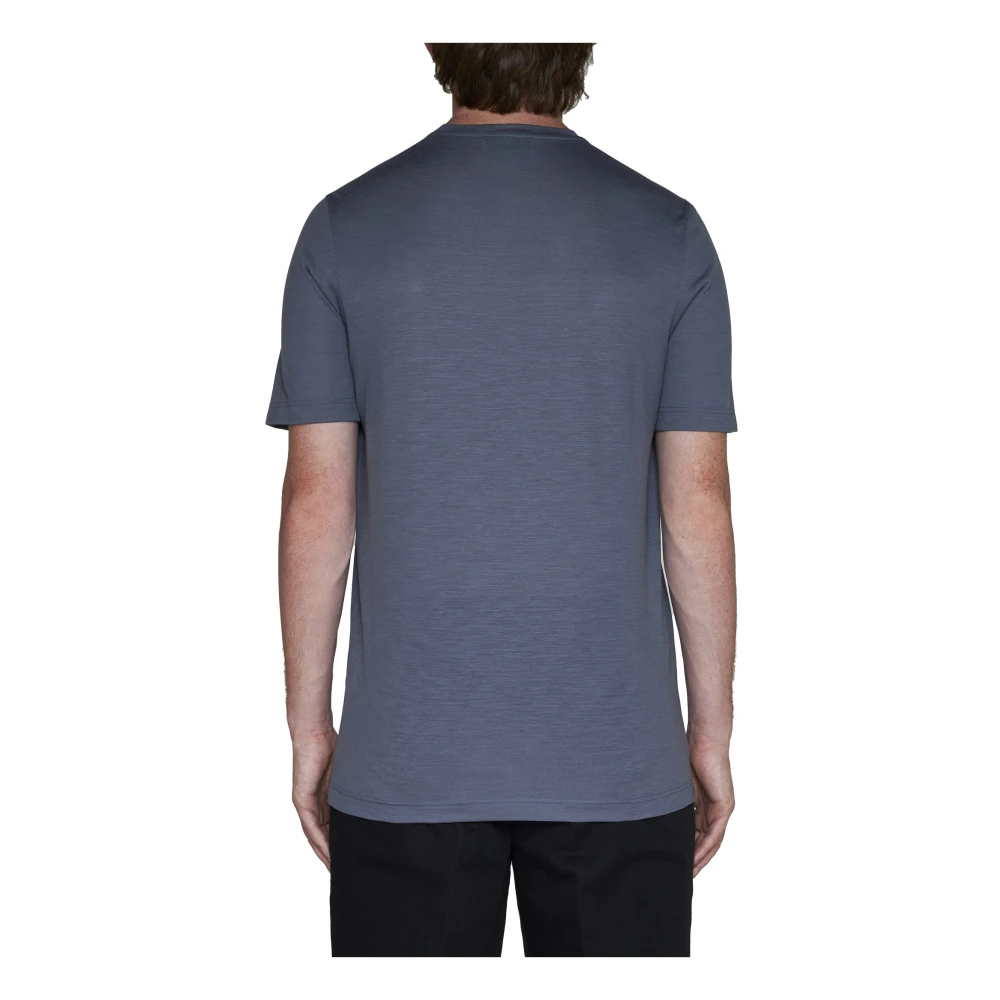 D4.0 Wollen Crew-neck T-shirt Lichtblauw Blue Heren